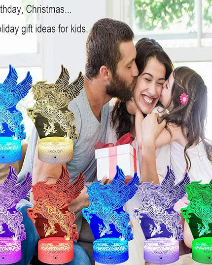 Unicorn Gifts Night Lights for Kids Night Light with Remote & Smart Touch 7 Colors + 16 Colors Changing Dimmable Unicorn Toys 3 4 5 6 7 8 9 Year Old Girl Boy Gifts (Unicorn Pegasus) - LeafyLoom