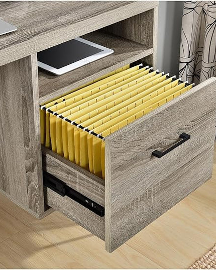 Ameriwood Home Landon Desk, Weathered Oak - LeafyLoom