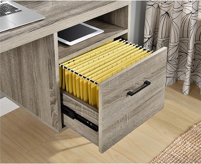 Ameriwood Home Landon Desk, Weathered Oak - LeafyLoom