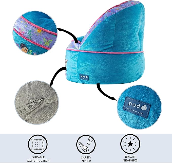 Idea Nuova Disney Encanto Madrigal Family Blue Round Bean Bag Chair for Kids, Ages 3+, Large - LeafyLoom