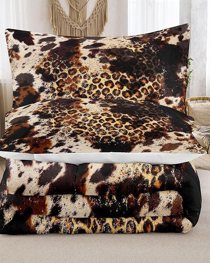 Tailor Shop Cow Print Comforter Sets for Boys Kids Teens,Leopard Comforter Set King Size Cow Print Bedding Sets,Leopard Print Comforter with 1 Comforter 2 Pillowcase… - LeafyLoom