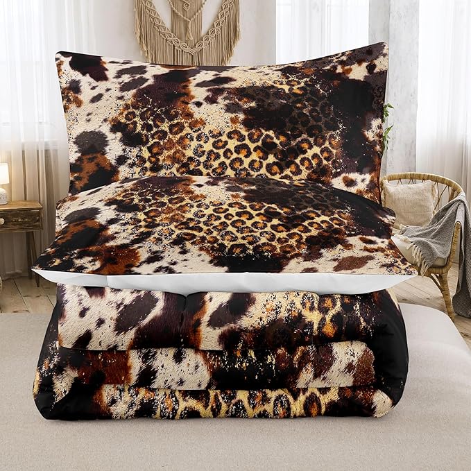 Tailor Shop Cow Print Comforter Sets for Boys Kids Teens,Leopard Comforter Set King Size Cow Print Bedding Sets,Leopard Print Comforter with 1 Comforter 2 Pillowcase… - LeafyLoom