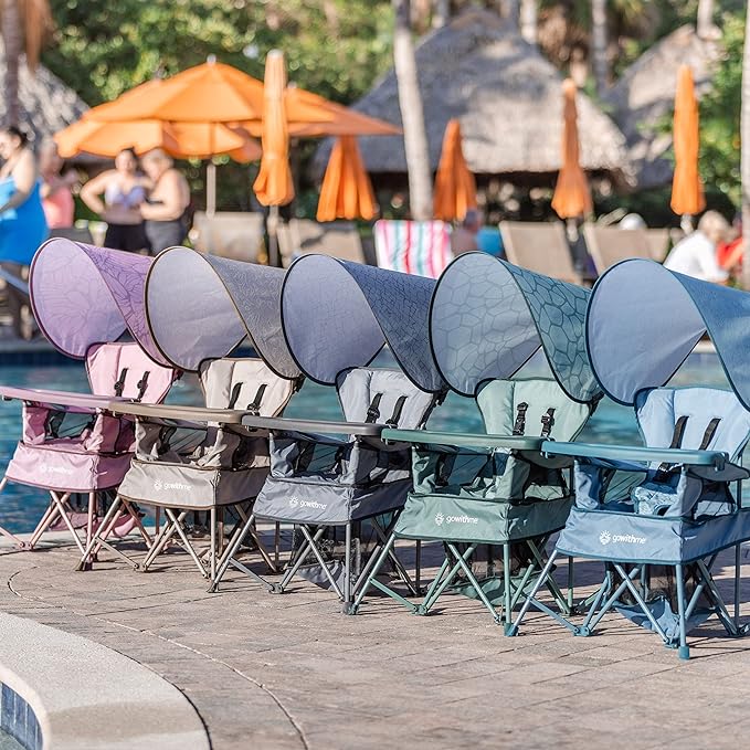 Baby Delight Go with Me Venture Portable Chair | Indoor and Outdoor | Sun Canopy | 3 Child Growth Stages | Canyon Rose - LeafyLoom