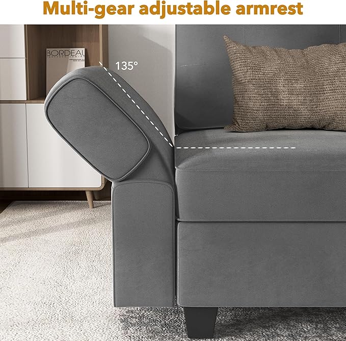 Modular Sectional Sofa, Convertible Sectional Couches for Living Room L Shaped Sofa Couch with Storage Ottoman, High Supportive 6 Seats Reversible Sectionals 113'' with Chaise, Dark Grey - LeafyLoom