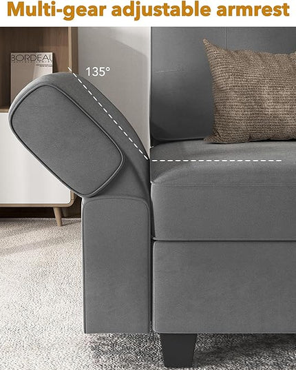Modular Sectional Sofa, Convertible Sectional Couches for Living Room U Shaped Sofa Couch with Storage Ottoman, High Supportive 6 Seats Reversible Sectionals 113'' with Chaise, Dark Grey - LeafyLoom