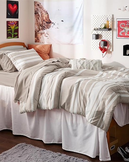 Bedsure Twin XL Comforter Set, Extra Long 5 Pieces Light Camel Twin XL Bedding Sets, All Season Dorm Room Essentials with 1 Pillow Sham, Flat Sheet, Fitted Sheet and 1 Pillowcase - LeafyLoom