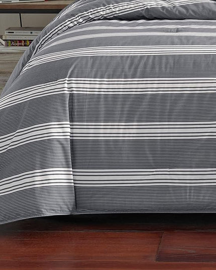 Nautica - Queen Comforter Set, Cotton Reversible Bedding with Matching Shams, Stylish Home Decor (Craver Grey, Queen) - LeafyLoom
