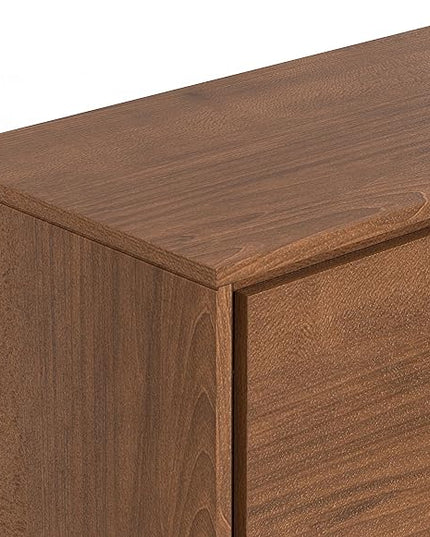 SIMPLIHOME Lowry 60 Inch Wide Rectangle Modern Industrial Sideboard Buffet in WALNUT WOOD, For the Dining Room and Kitchen - LeafyLoom