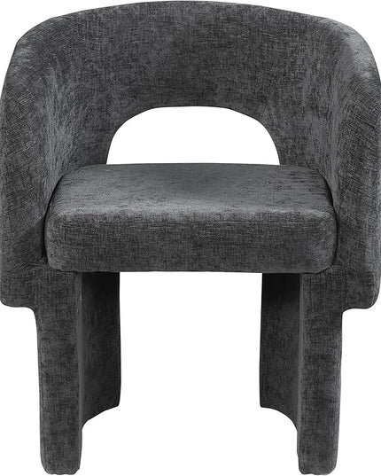 Meridian Furniture Emmet Collection Modern | Contemporary Dining Accent Chair with Rich Fabric, Steel Inner Frame, 26" W x 23.5" D x 30" H, Black - LeafyLoom
