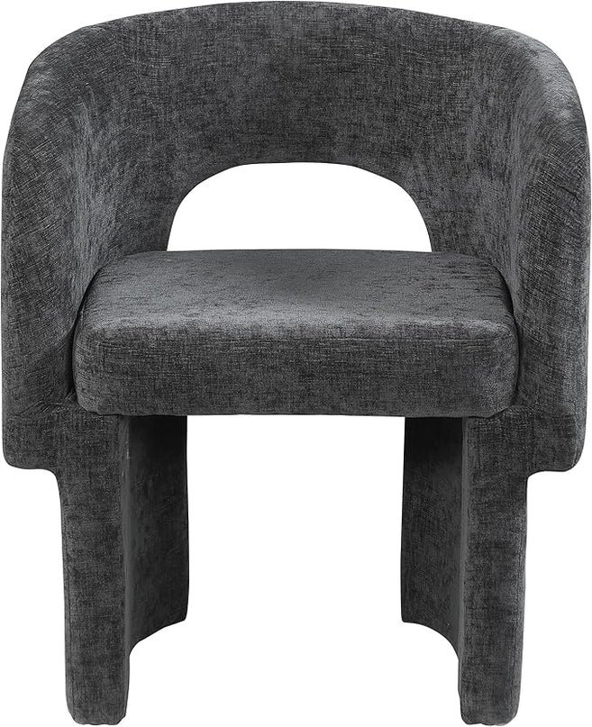 Meridian Furniture Emmet Collection Modern | Contemporary Dining Accent Chair with Rich Fabric, Steel Inner Frame, 26" W x 23.5" D x 30" H, Black - LeafyLoom