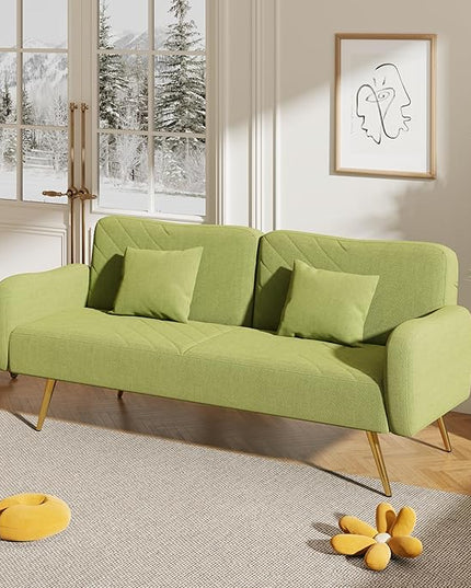 NicBex Sectional Couch Sofa with 2 Throw Pillows Sofa Bed Cloud Couch for Living Room Furniture Sets with Adjustable Back, Modular Sofa for Living Room, Bedroom, Apartment,70.47" L, Green - LeafyLoom