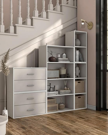 Apexa 2-Drawer Wooden Stackable Storage Drawers, Small Food Pantry Cabinet, Cajonera De Madera, Underbed Drawer Dorm Teen Room Decor & Bedroom, Home Office, Kitchen, Greige - LeafyLoom