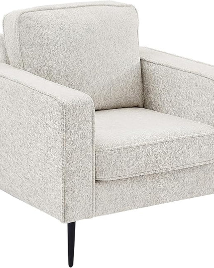 Upholstered Accent Chair, Single Seat Sofa with Metal Legs, Modern Armchairs for Living Room,Bedroom and Office,White, 1 Seater - LeafyLoom