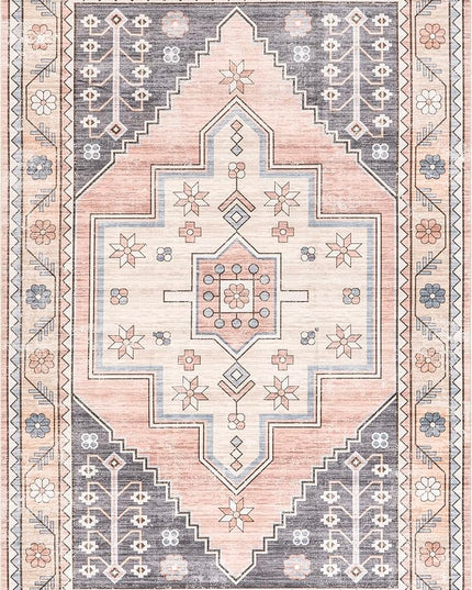 nuLOOM Catreena Transitional Floral Machine Washable Ultra Thin Area Rug, 5' x 8', Pink - LeafyLoom
