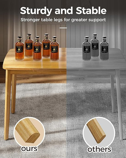 KKL Dining Table, 47“ Malaysian Oak Kitchen Table, Farmhouse Wood Dining Table for 2, Easy Assembly, Natural - LeafyLoom