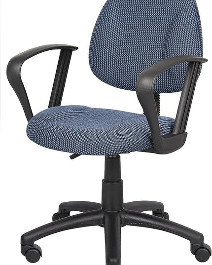 Boss Office Products Perfect Posture Delux Fabric Task Chair with Loop Arms in Blue - LeafyLoom