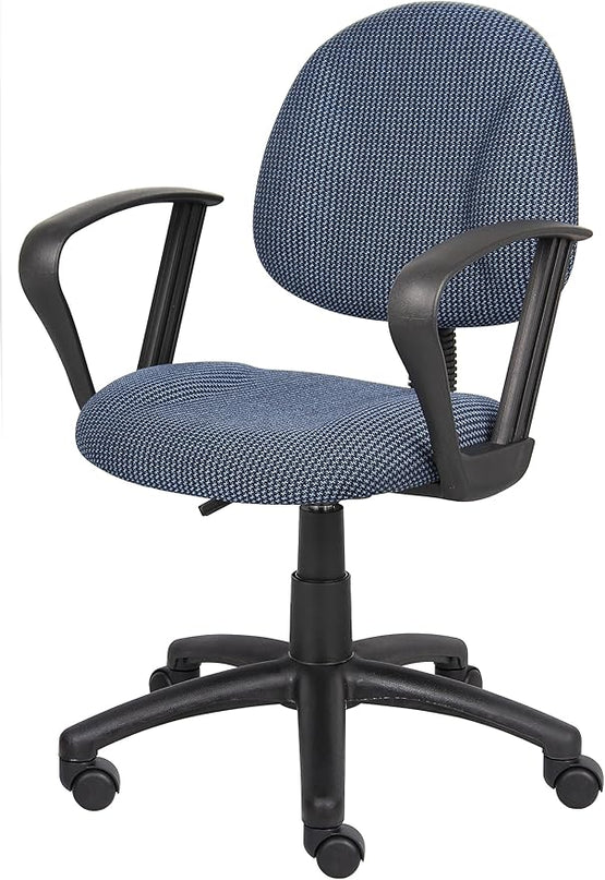 Boss Office Products Perfect Posture Delux Fabric Task Chair with Loop Arms in Blue - LeafyLoom