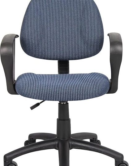 Boss Office Products Perfect Posture Delux Fabric Task Chair with Loop Arms in Blue - LeafyLoom