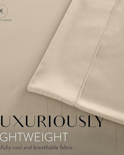 Danjor Linens Full Size Sheets Set - 6 Piece Set Including 4 Pillowcases- Deep Pockets - Breathable, Soft Bed Sheets - Wrinkle Free - Machine Washable - Taupe Bed Sheets - 6 pc - LeafyLoom