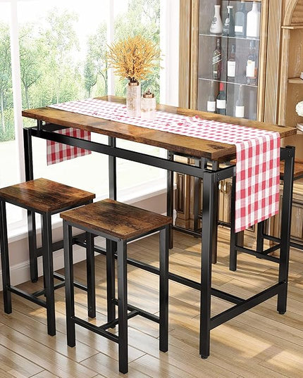 DKLGG Dinner Table Set for 4, Modern Kitchen Table and Chairs for 4 Wooden Top and Adjustable Metal Legs, Small Dining Room Table Set 5 Pieces Compact Design for Small Space - LeafyLoom