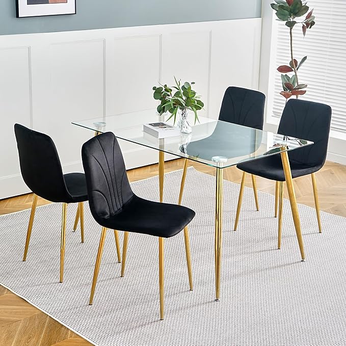 NicBex Haerin-SD-00368-LWJ Dining Chairs, 33.9"x18.1"x17.3", Black - LeafyLoom