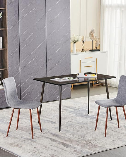Wonder Comfort Set of 4 with Metal Legs, Fabric Armless Accent Dining-Room Chairs Side Seat, Gray Back, Grey - LeafyLoom