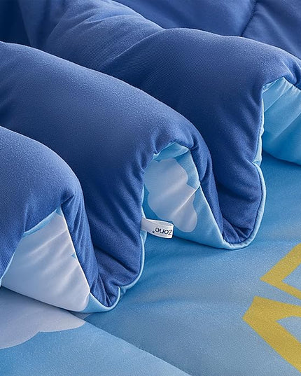 SLEEP ZONE Full/Queen Size Comforter Set for Children, Durable Jersey Knitted Bedding for All Seasons with 1 Comforter(66"x90"), 2 Pillow Cases(20"x26") (Bulldozers,Full/Queen) - LeafyLoom