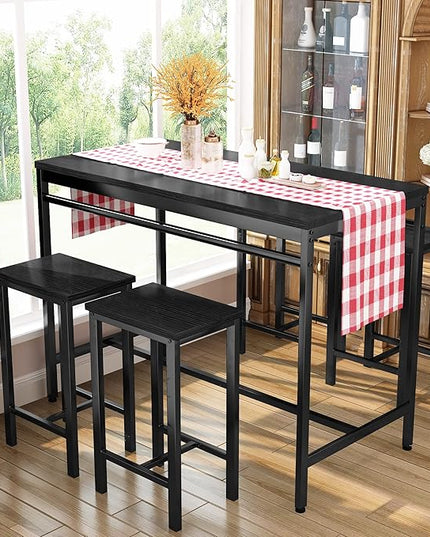 DKLGG Dinner Table Set for 4, Modern Kitchen Table and Chairs for 4 Wooden Top and Adjustable Metal Legs, Small Dining Room Table Set 5 Pieces Compact Design for Small Space - LeafyLoom