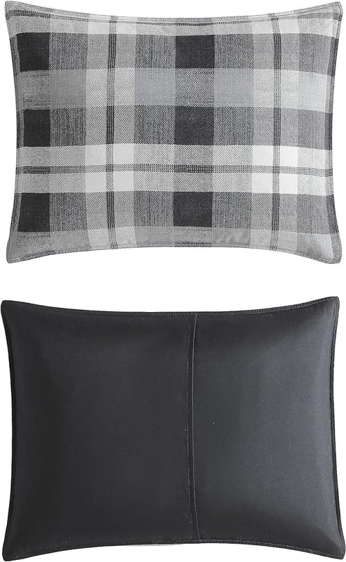 Nautica- Queen Comforter Set, Reversible Microsuede Bedding with Matching Sham(s), Casual Home Decor (Crossview Plaid Charcoal, Queen) - LeafyLoom