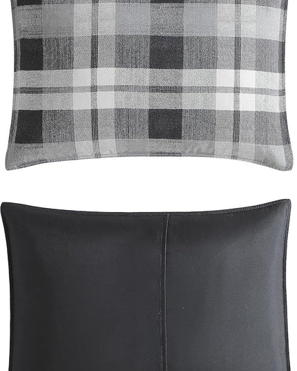Nautica- Twin XL Comforter Set, Reversible Microsuede Bedding with Matching Sham(s), Casual Home Decor (Crossview Plaid Charcoal, Twin XL) - LeafyLoom