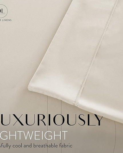 Danjor Linens California King Sheet Set - 6 Piece Set Including 4 Pillowcases - Deep Pockets - Breathable, Soft Bed Sheets - Wrinkle Free - Machine Washable - Cream Cal King Bed Sheets - 6 pc - LeafyLoom