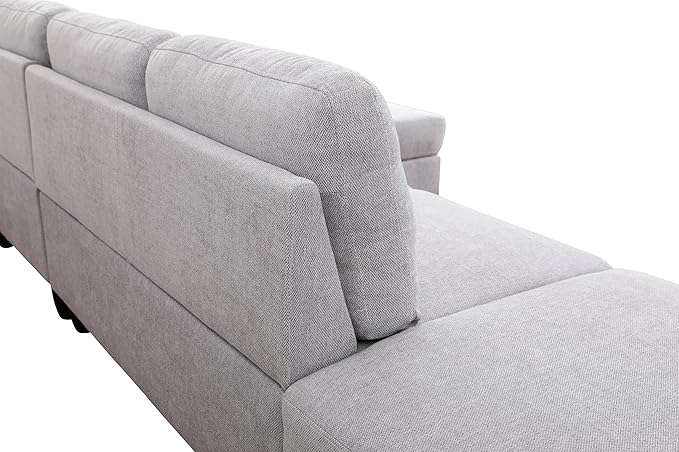 2-Piece L-Shaped Sectional Couches, Lounge, Modular Sofas for Home Office Apartment, Large Living Room Furniture Left Hand Facing, 2pcs 101.5'' Recliner+55.5'' Chaise(Right), Grey White Lint - LeafyLoom