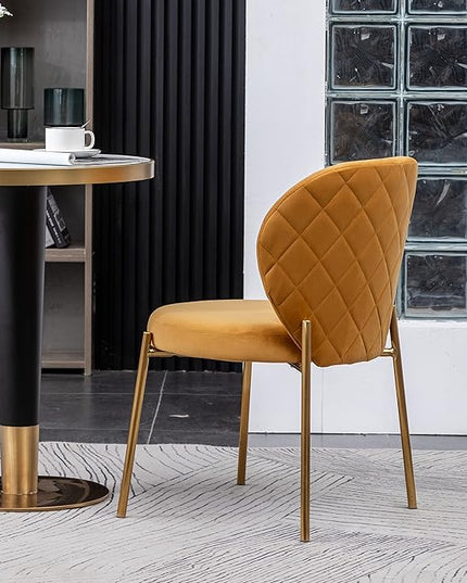 Roundhill Furniture Amoa Dining Chair, Set of 2, Yellow - LeafyLoom
