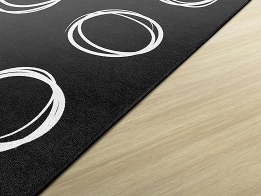 Flagship Carpets Circle Sampler Abstract Educational Area Rug for Kids Room or Childrens Classroom Carpet, Playroom or Home Learning, 7'6" x 12', Black - LeafyLoom