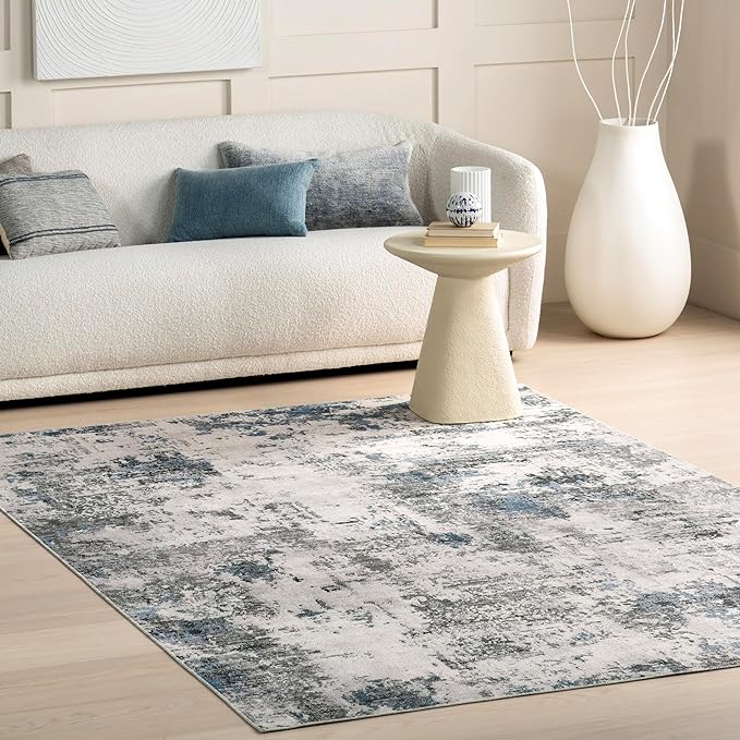 NuLoom Dali Abstract Machine Washable Area Rug, 6' Square, Grey - LeafyLoom