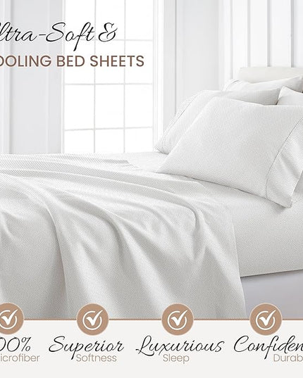 Linen Market 4 Piece Full Bedding Sheet Set (Gray Stippled) - Sleep Better Than Ever with These Ultra-Soft & Cooling Bed Sheets for Your Full Size Bed - Deep Pocket Fits 16" Mattress - LeafyLoom