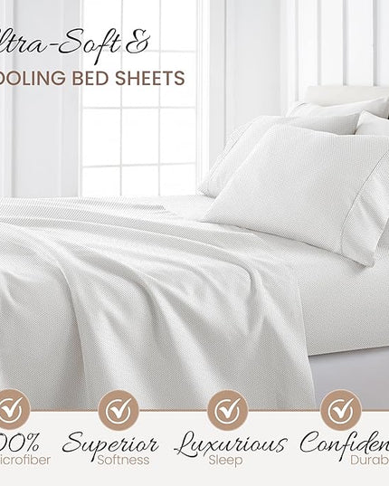 Linen Market 4 Piece King Bedding Sheet Set (Gray Stippled) - Sleep Better Than Ever with These Ultra-Soft & Cooling Bed Sheets for Your King Size Bed - Deep Pocket Fits 16" Mattress - LeafyLoom