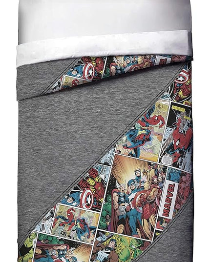 Jay Franco Marvel Comics 80th Anniversary Full/Queen Comforter & Sham Set - Super Soft Kids Reversible Bedding - Fade Resistant Microfiber (Official Marvel Product) - LeafyLoom