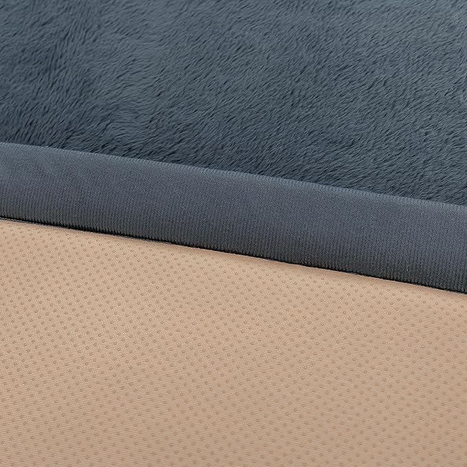 Faux Rabbit Fur Rug - 1.18" Thick Soft Fluffy Area Rug, Non-Slip Memory Foam Crawling Mat, Dark Gray, 78"x110" - LeafyLoom