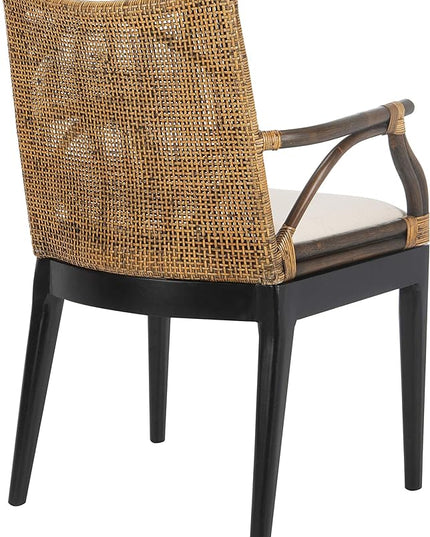 Safavieh Home Gianni Rattan Tropical Woven Arm Chair, Brown/Black - LeafyLoom