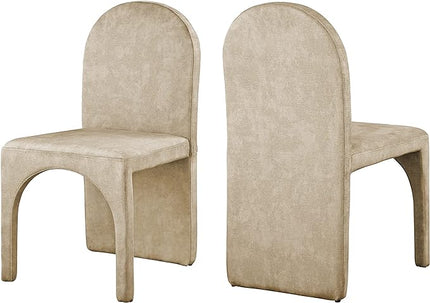 Meridian Furniture Summer Collection Modern | Contemporary Velvet Upholstered Dining Side Chair with Steel Frame, Set of 2, Beige - LeafyLoom