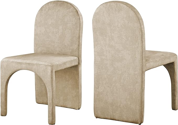 Meridian Furniture Summer Collection Modern | Contemporary Velvet Upholstered Dining Side Chair with Steel Frame, Set of 2, Beige - LeafyLoom