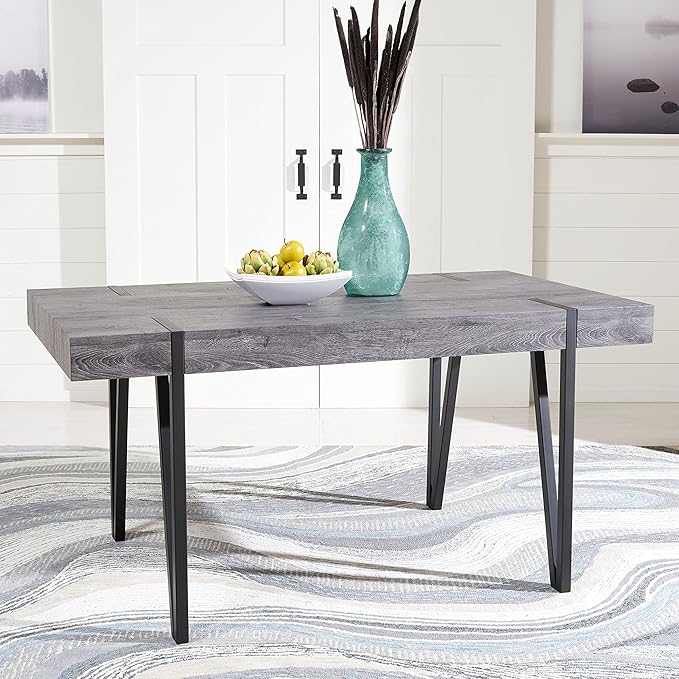 SAFAVIEH Home Collection Alyssa Mid-Century Rustic Industrial Black Oak Dining Room Table DTB7000B, 0 - LeafyLoom