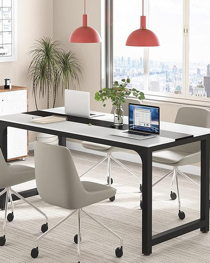 Tribesigns Modern Computer Desk, 70.8 x 31.5 inch Large Office Desk Computer Table Study Writing Desk Workstation for Home Office, Conference Room - LeafyLoom