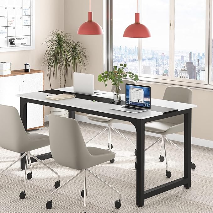 Tribesigns Modern Computer Desk, 70.8 x 31.5 inch Large Office Desk Computer Table Study Writing Desk Workstation for Home Office, Conference Room - LeafyLoom