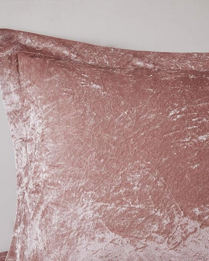 Intelligent Design Queen Duvet Cover Set, Velvet Queen Duvet Set, Luxury Diamond Quilting Pink Duvet Cover, Fluffy Duvet Cover with Decorative Pillow and 2 Shams, 4 Pieces, Blush, Full/Queen - LeafyLoom