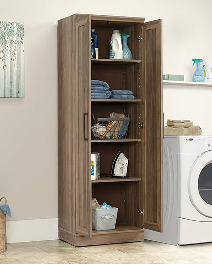 Sauder Graham Hill Desk and HomePlus Storage Cabinet Bundle, Salt Oak Finish - LeafyLoom