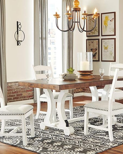 Signature Design by Ashley Valebeck Vintage Farmhouse Cushioned Dining Chair, 2 Count, Whitewash - LeafyLoom