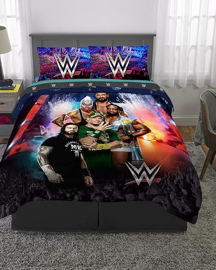 Franco Kids Bedding Super Soft Comforter and Sheet Set, 5 Piece Full Size, WWE - LeafyLoom