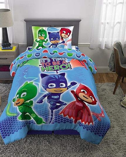 Franco Kids Bedding Super Soft Comforter and Sheet Set, 4 Piece Twin Size, PJ Masks - LeafyLoom
